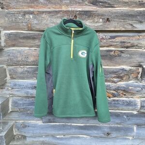 Green Bay Packers Men's Quarterzip Sweater, Size L, Stay Gameday Warm!